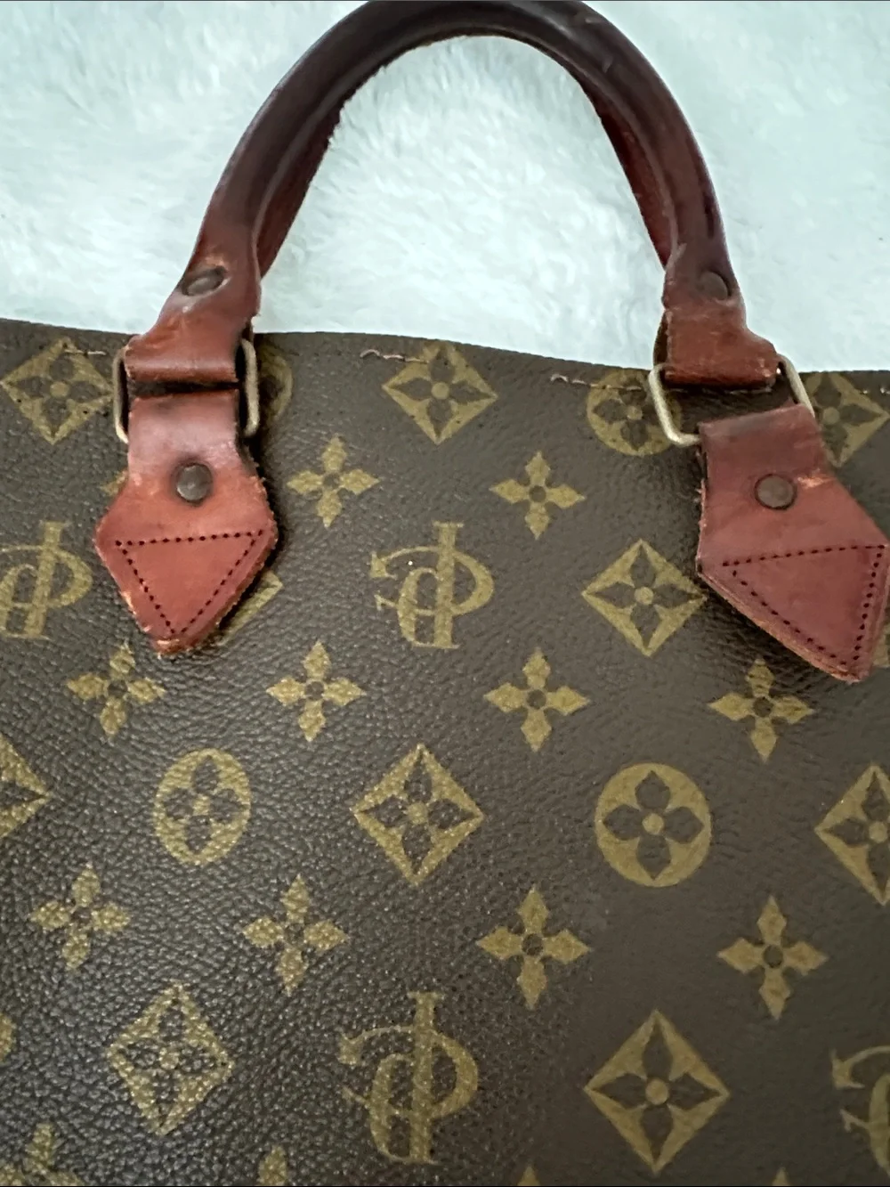 Monogram Pattern Canvas Tote Bag - Brown